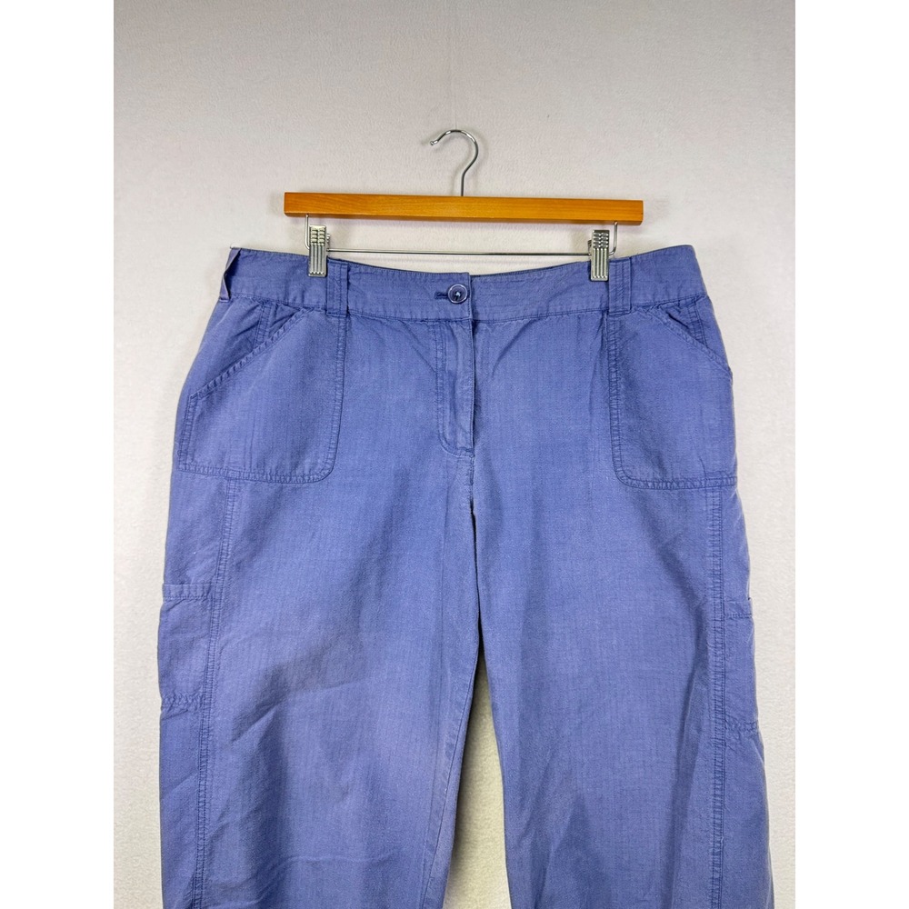 Sport Collection Women's Blue Herringbone Capris Size 10 Roll Tab Hem - Picture 6 of 9